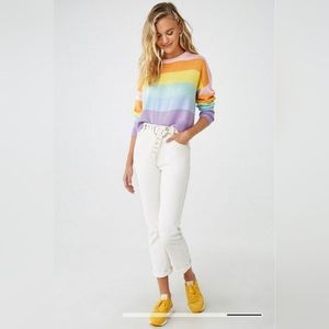 Forever21 Rainbow Stripped Sweater Size Small